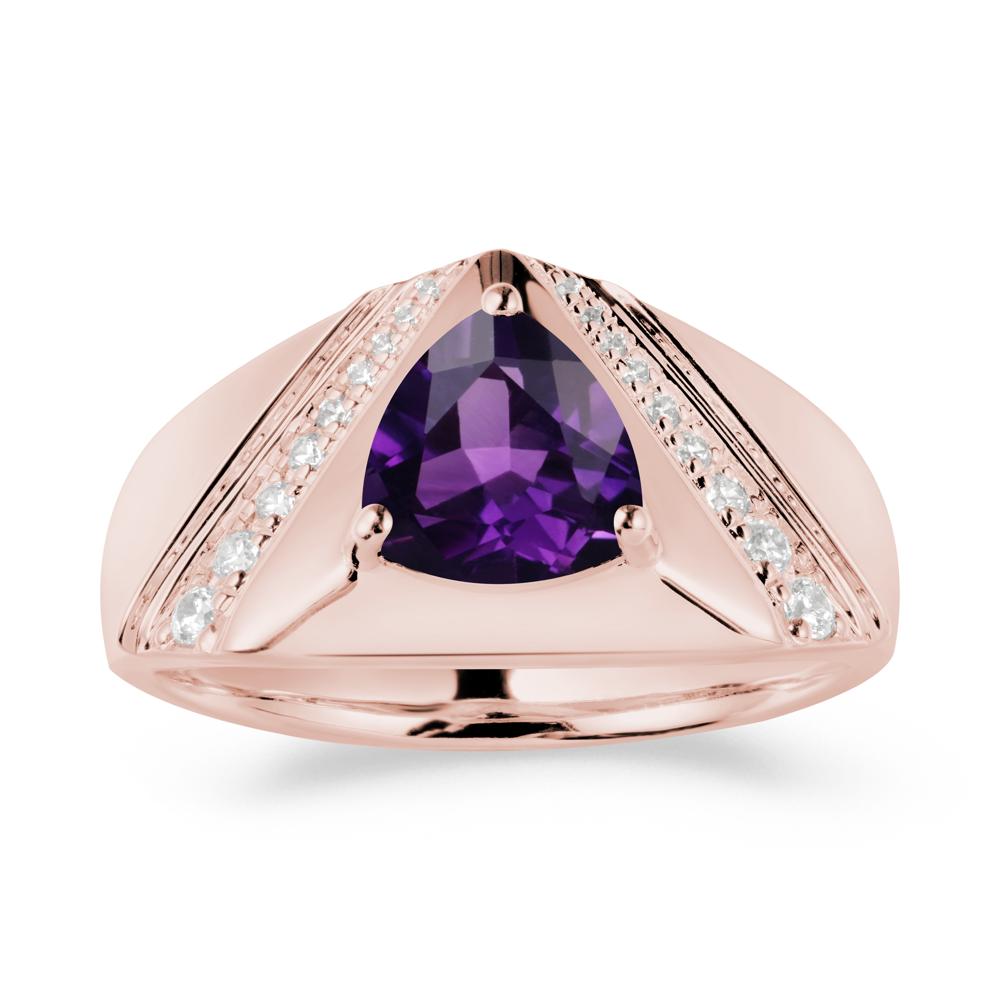 Trillion Cut Amethyst Men Ring - LUO Jewelry #metal_18k rose gold