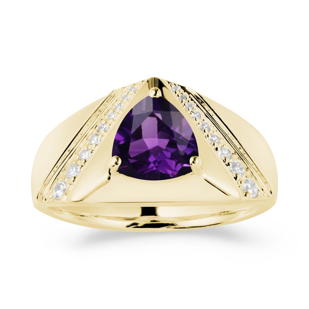 Trillion Cut Amethyst Men Ring - LUO Jewelry #metal_18k yellow gold