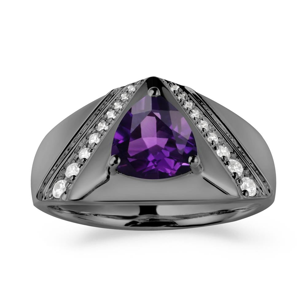 Trillion Cut Amethyst Men Ring - LUO Jewelry #metal_black finish sterling silver