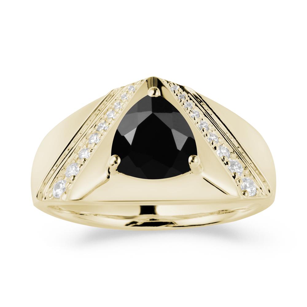 Men鈥橲 Wide Band Trillion Black Spinel Statement Ring - LUO Jewelry #metal_14k yellow gold