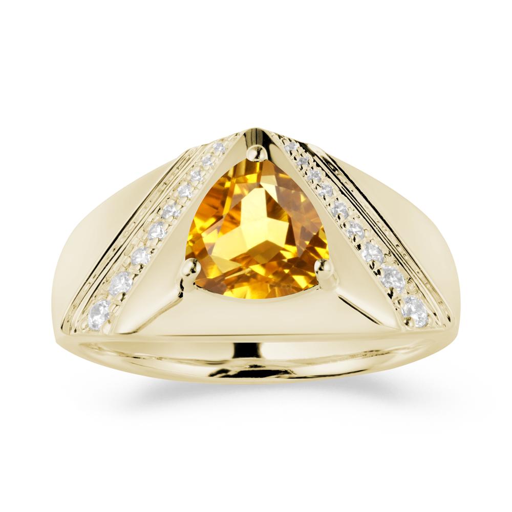Trillion Cut Citrine Men Ring - LUO Jewelry #metal_14k yellow gold