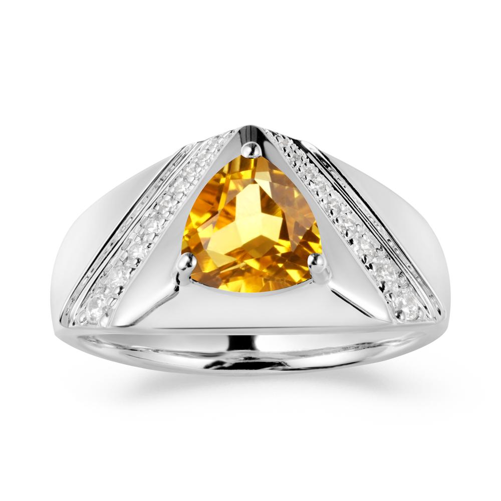 Trillion Cut Citrine Men Ring - LUO Jewelry #metal_18k white gold