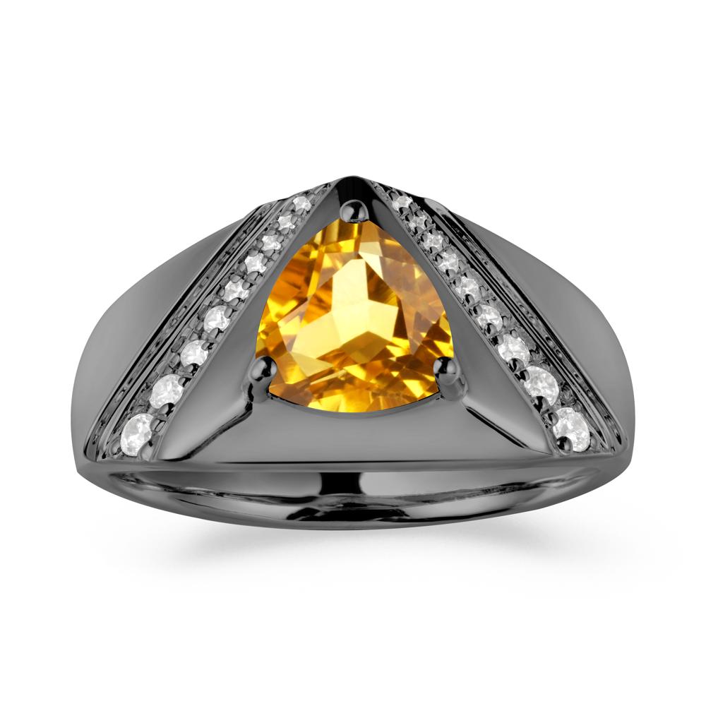 Trillion Cut Citrine Men Ring - LUO Jewelry #metal_black finish sterling silver