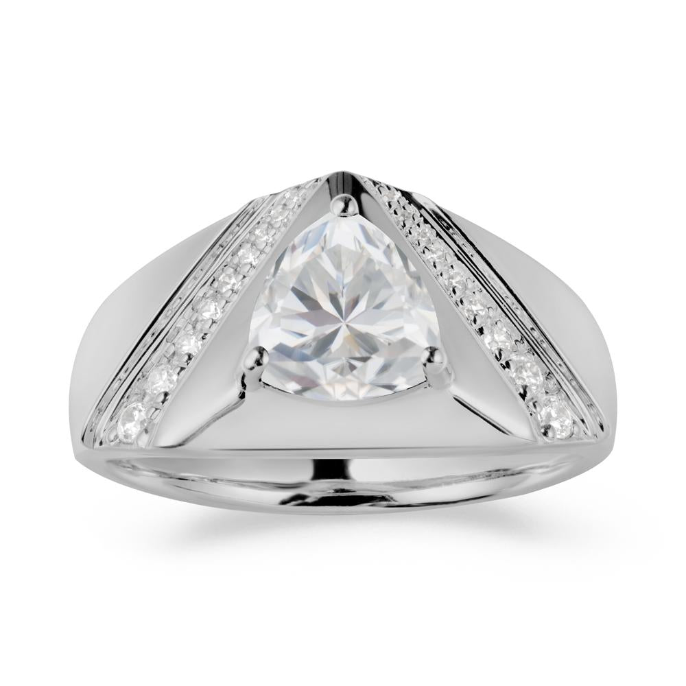 Simple Wide Band Cubic Zirconia Ring for Men - LUO Jewelry #metal_platinum