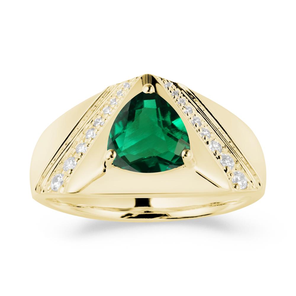 Trillion Cut Emerald Men Ring - LUO Jewelry #metal_18k yellow gold