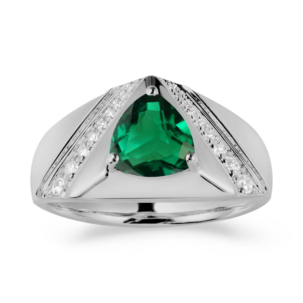 Trillion Cut Emerald Men Ring - LUO Jewelry #metal_platinum