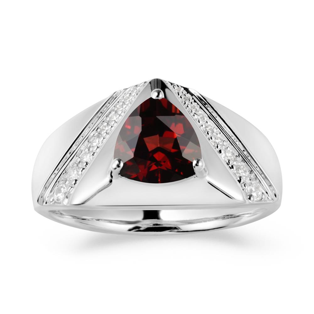 Simple Wide Band Garnet Ring for Men - LUO Jewelry #metal_14k white gold