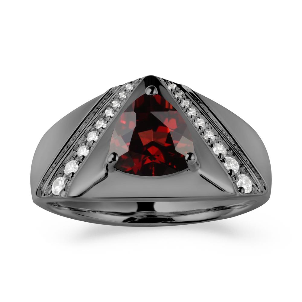 Simple Wide Band Garnet Ring for Men - LUO Jewelry #metal_black finish sterling silver