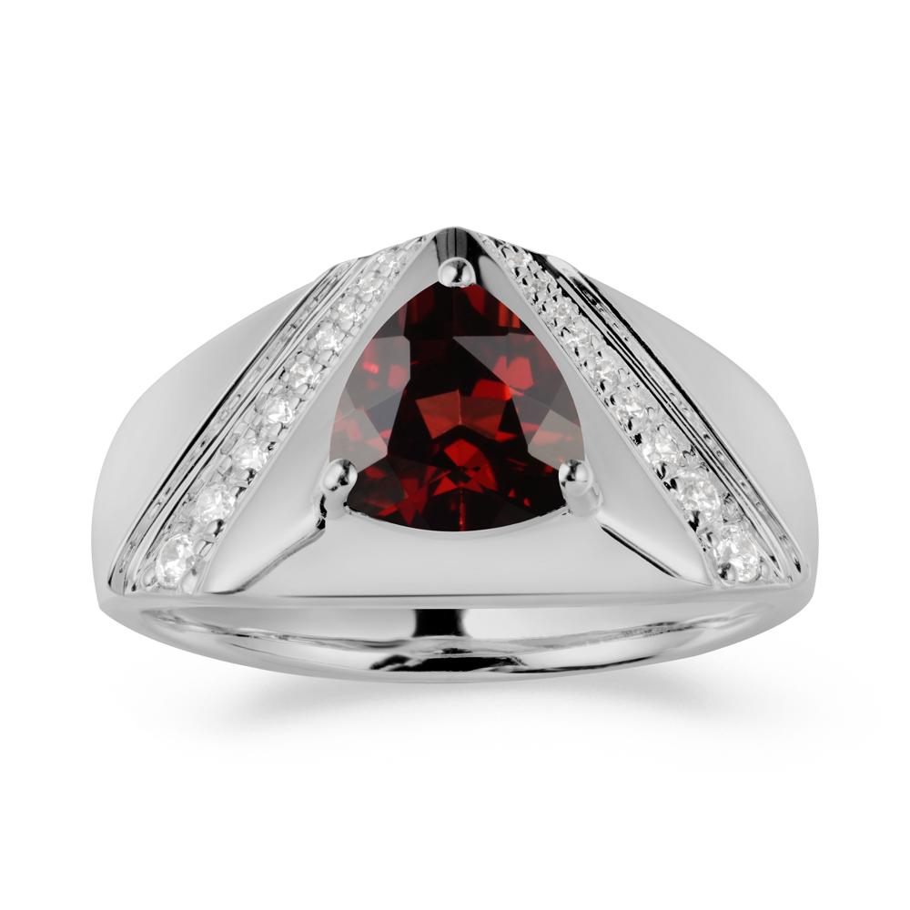 Simple Wide Band Garnet Ring for Men - LUO Jewelry #metal_platinum