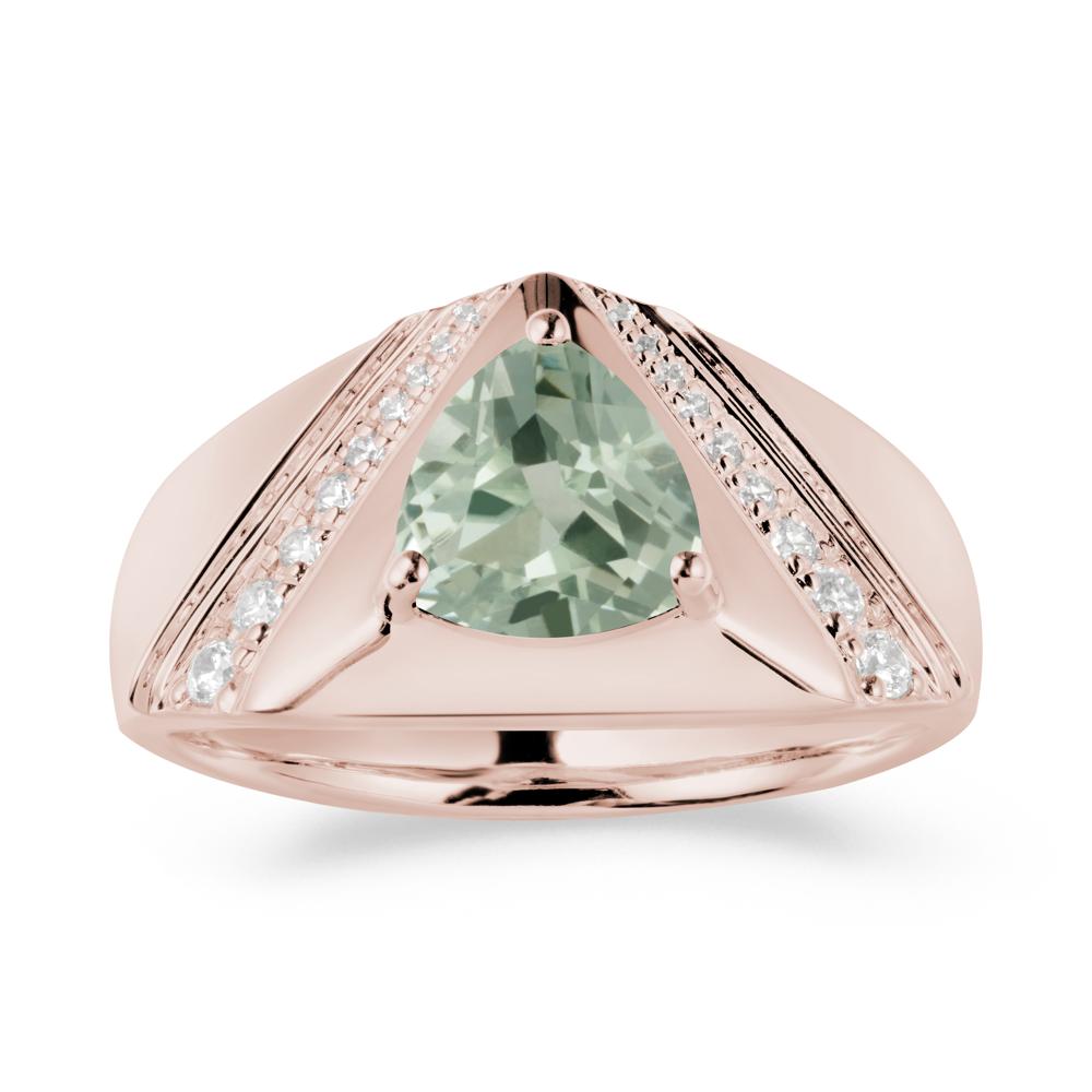 Men鈥橲 Wide Band Trillion Green Amethyst Statement Ring - LUO Jewelry #metal_14k rose gold