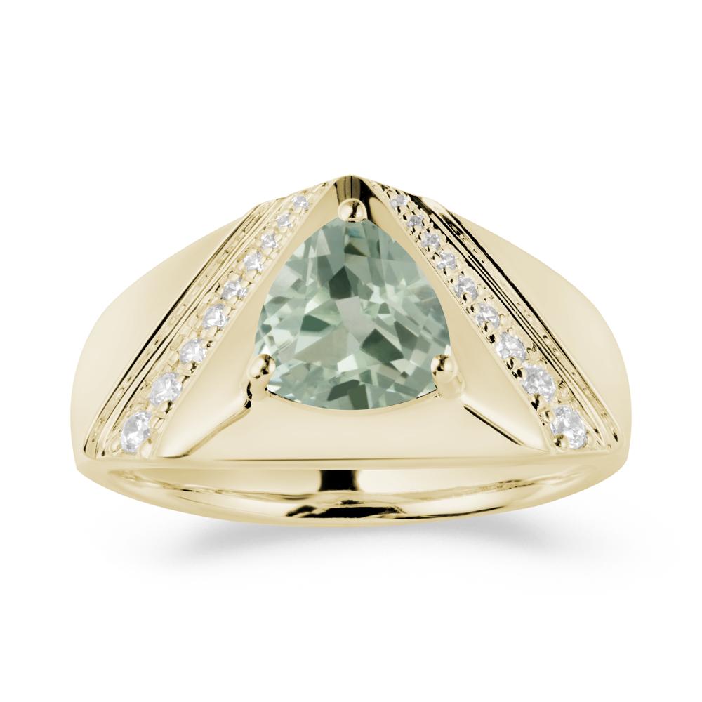 Men鈥橲 Wide Band Trillion Green Amethyst Statement Ring - LUO Jewelry #metal_14k yellow gold