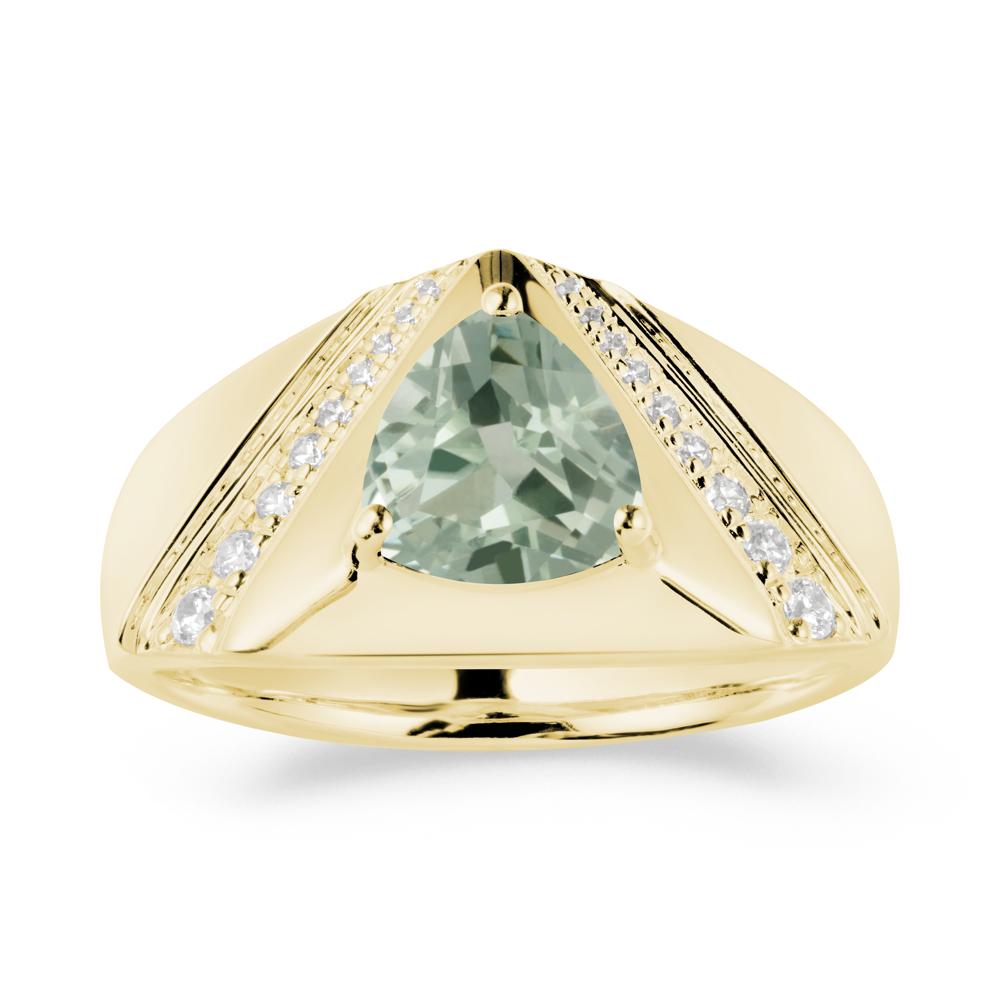 Men鈥橲 Wide Band Trillion Green Amethyst Statement Ring - LUO Jewelry #metal_18k yellow gold