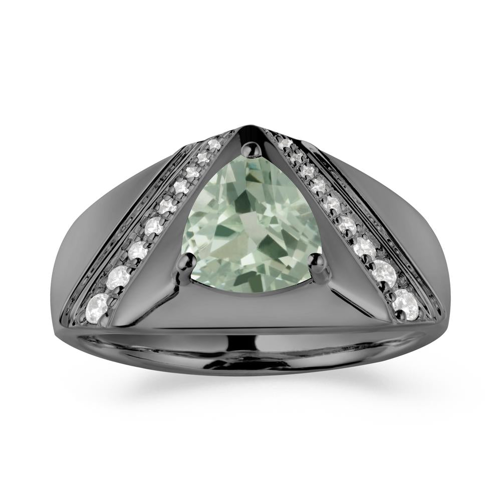 Men鈥橲 Wide Band Trillion Green Amethyst Statement Ring - LUO Jewelry #metal_black finish sterling silver