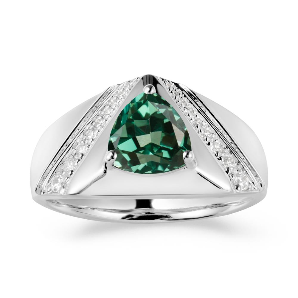 Trillion Cut Green Sapphire Men Ring - LUO Jewelry #metal_18k white gold