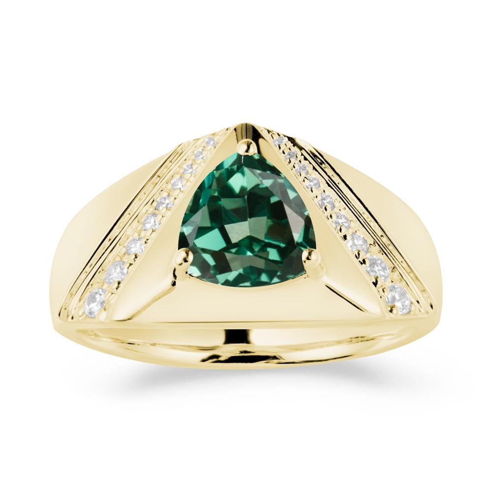 Trillion Cut Green Sapphire Men Ring - LUO Jewelry #metal_18k yellow gold