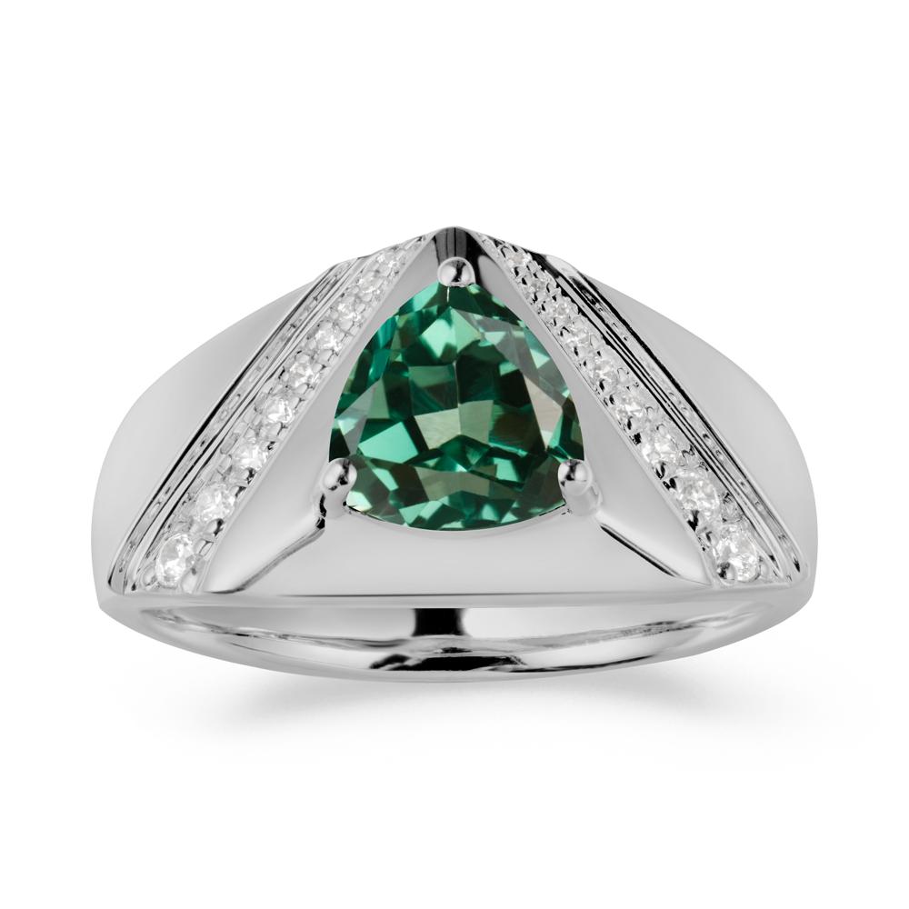 Trillion Cut Green Sapphire Men Ring - LUO Jewelry #metal_platinum