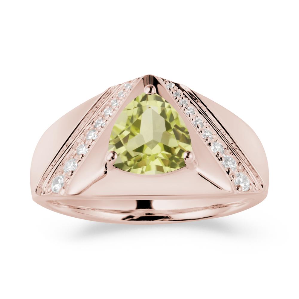 Simple Wide Band Lemon Quartz Ring for Men - LUO Jewelry #metal_14k rose gold