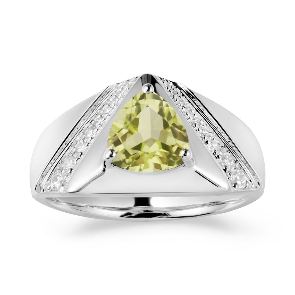 Simple Wide Band Lemon Quartz Ring for Men - LUO Jewelry #metal_18k white gold