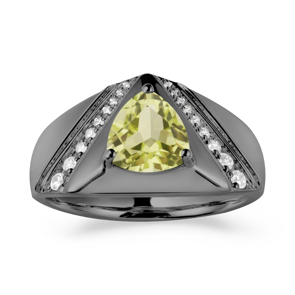 Simple Wide Band Lemon Quartz Ring for Men - LUO Jewelry #metal_black finish sterling silver