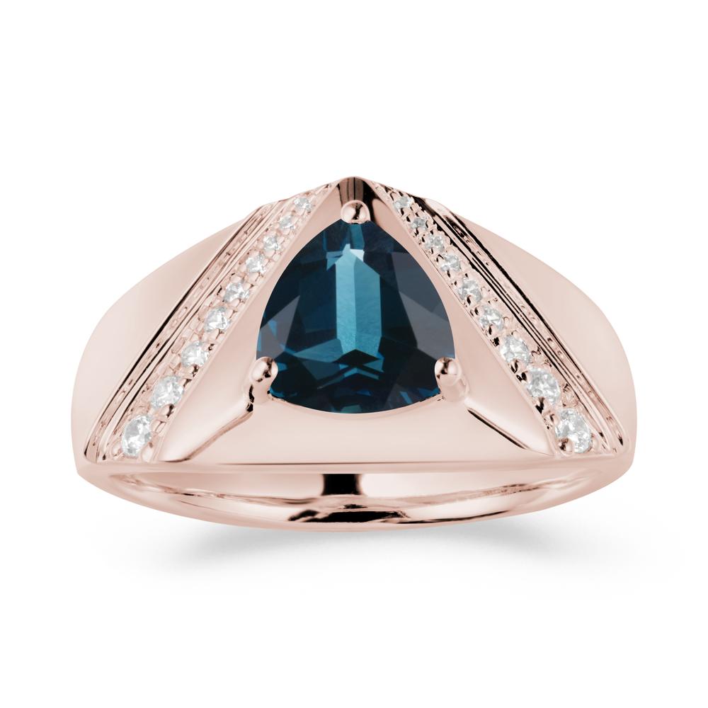 Men鈥橲 Wide Band Trillion London Blue Topaz Statement Ring - LUO Jewelry #metal_14k rose gold