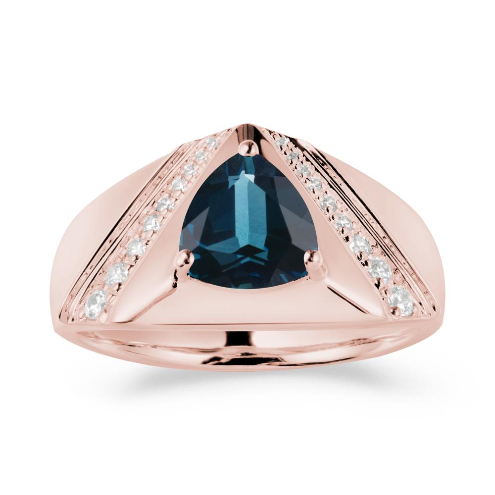 Men鈥橲 Wide Band Trillion London Blue Topaz Statement Ring - LUO Jewelry #metal_18k rose gold