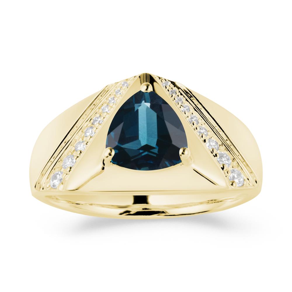 Men鈥橲 Wide Band Trillion London Blue Topaz Statement Ring - LUO Jewelry #metal_18k yellow gold