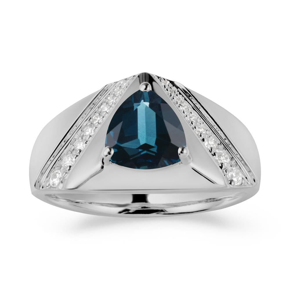 Men鈥橲 Wide Band Trillion London Blue Topaz Statement Ring - LUO Jewelry #metal_platinum