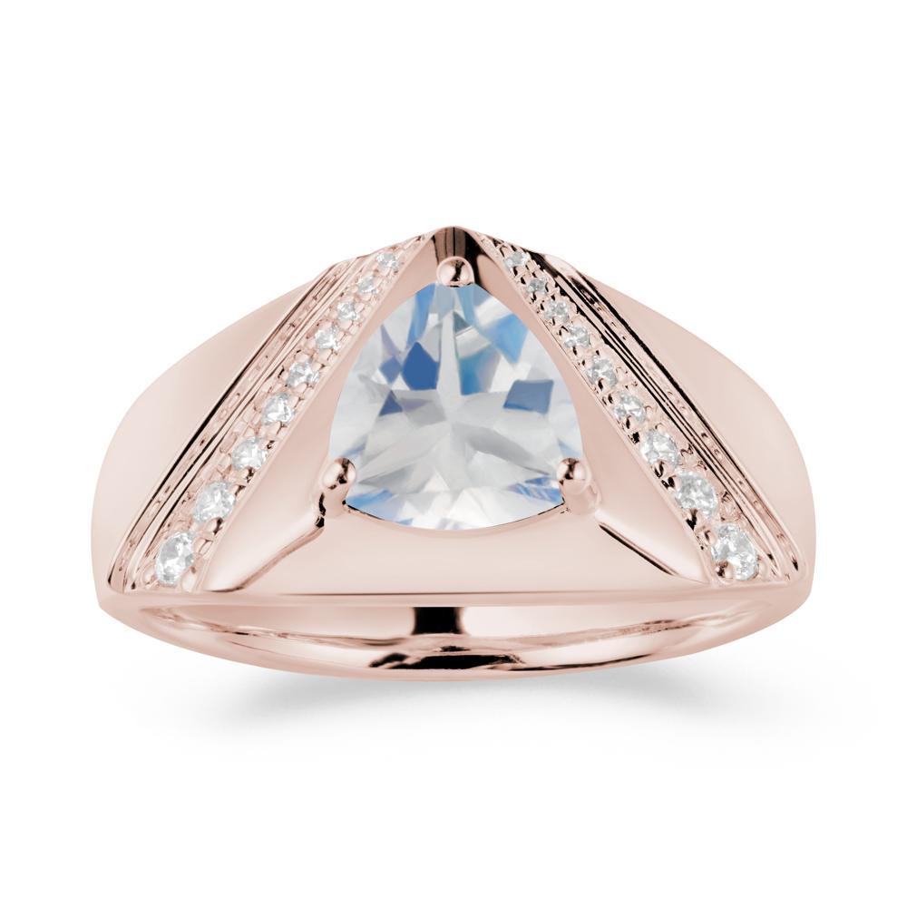 Trillion Cut Moonstone Men Ring - LUO Jewelry #metal_14k rose gold