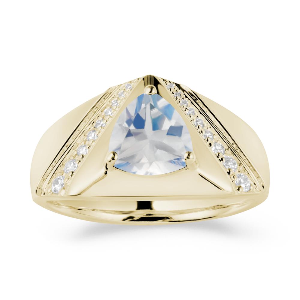 Trillion Cut Moonstone Men Ring - LUO Jewelry #metal_14k yellow gold