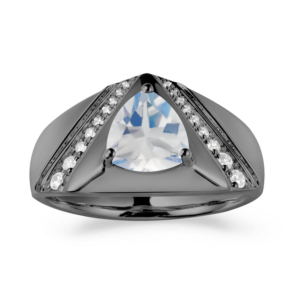 Trillion Cut Moonstone Men Ring - LUO Jewelry #metal_black finish sterling silver