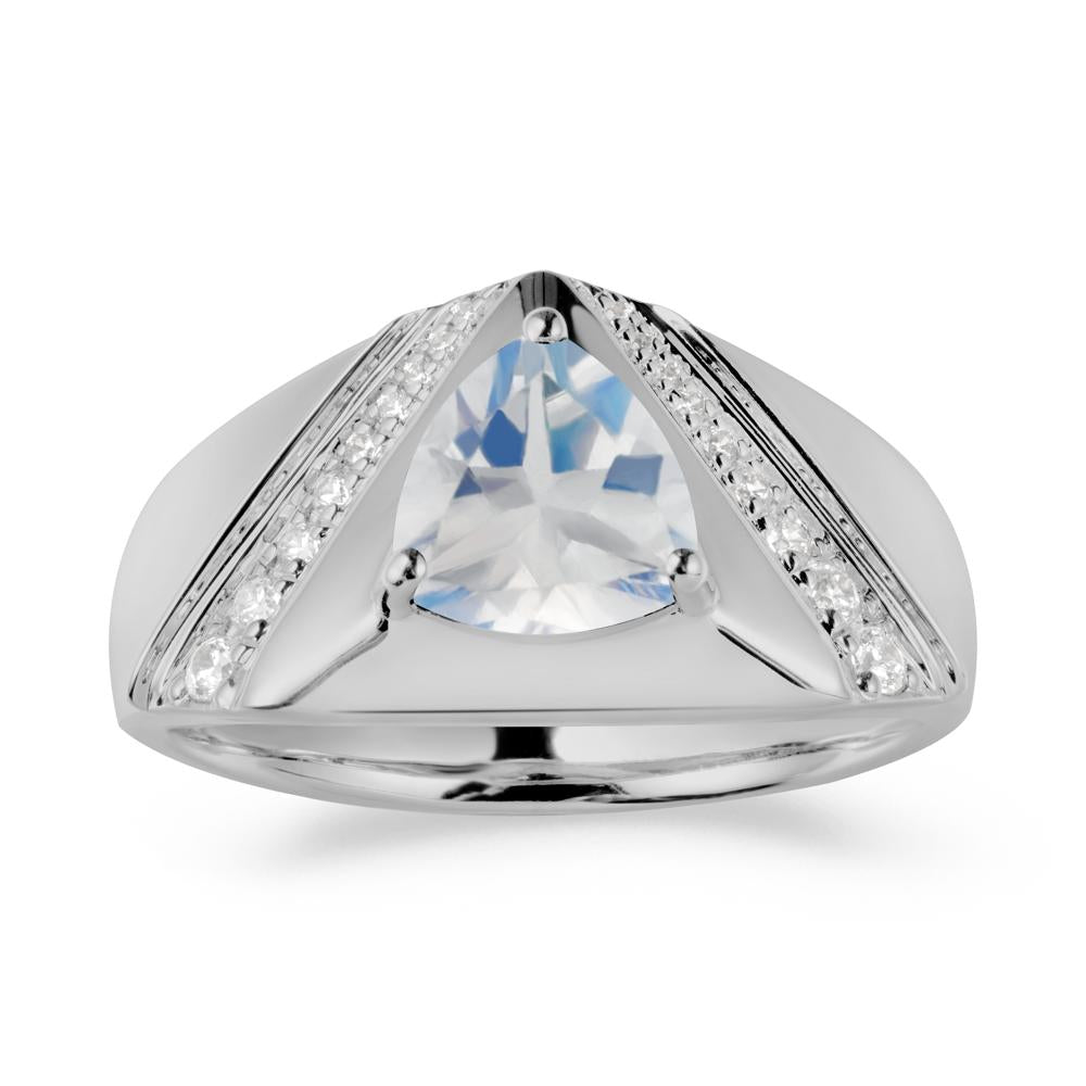 Trillion Cut Moonstone Men Ring - LUO Jewelry #metal_platinum