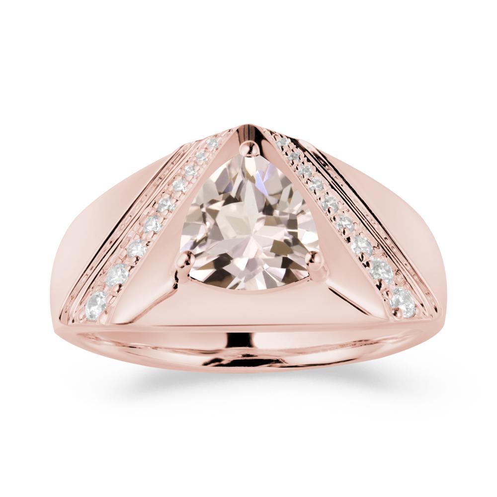 Simple Wide Band Morganite Ring for Men - LUO Jewelry #metal_18k rose gold