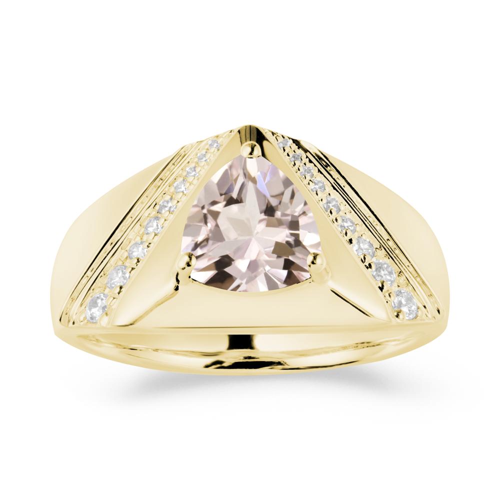 Simple Wide Band Morganite Ring for Men - LUO Jewelry #metal_18k yellow gold