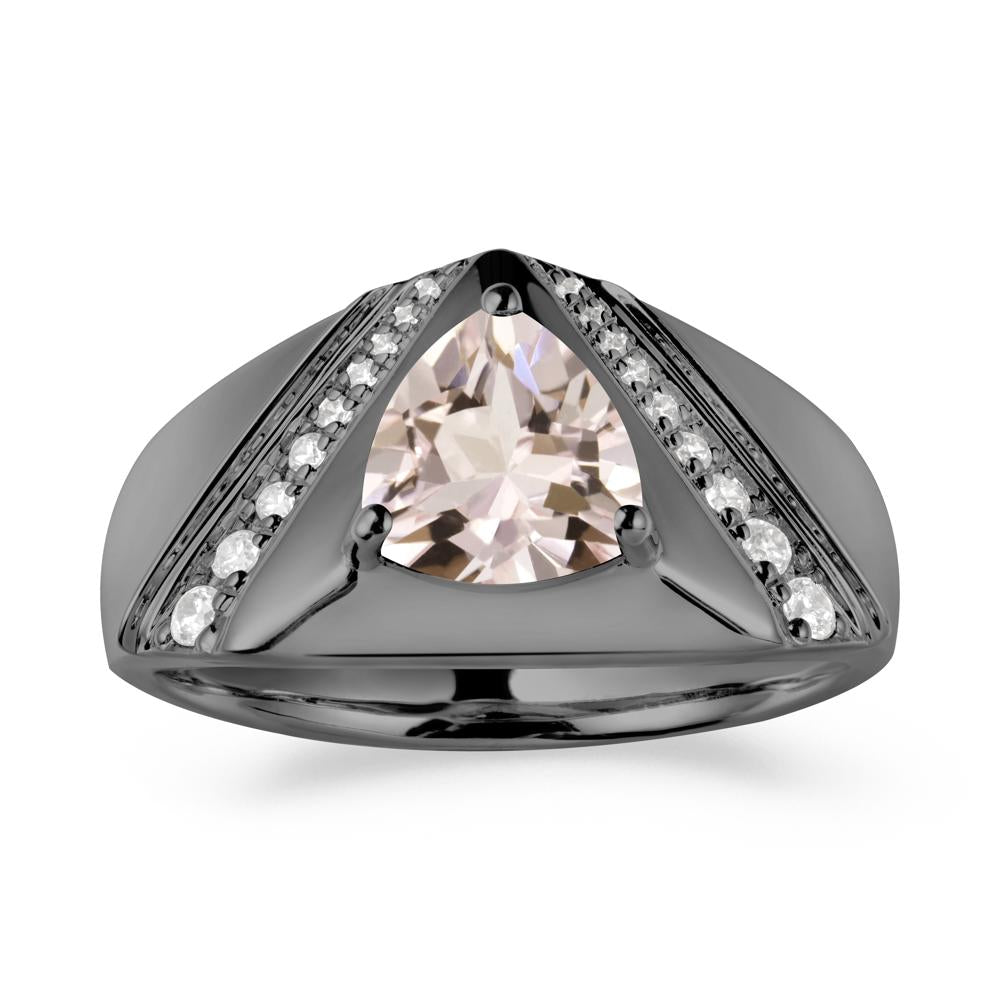 Simple Wide Band Morganite Ring for Men - LUO Jewelry #metal_black finish sterling silver