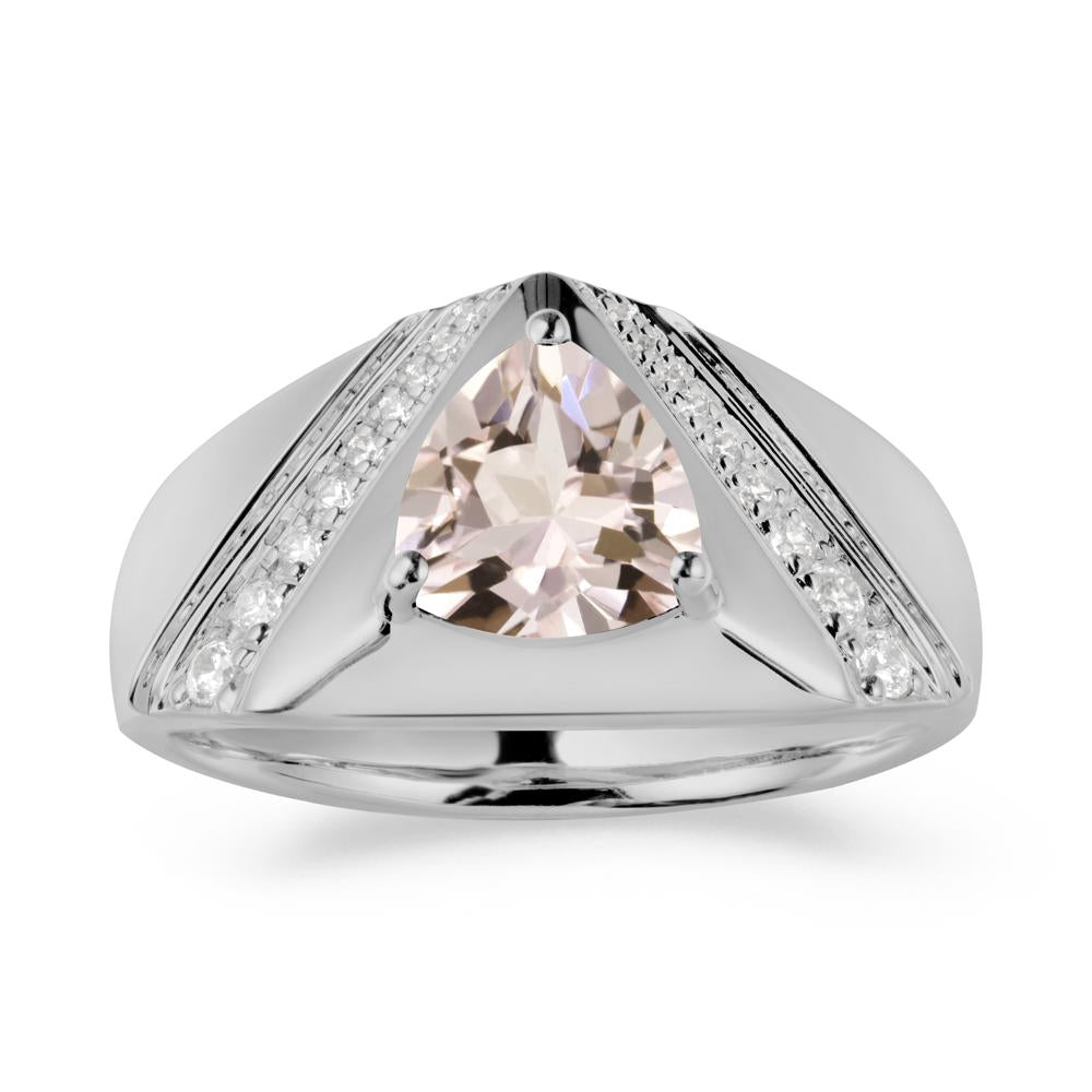 Simple Wide Band Morganite Ring for Men - LUO Jewelry #metal_platinum