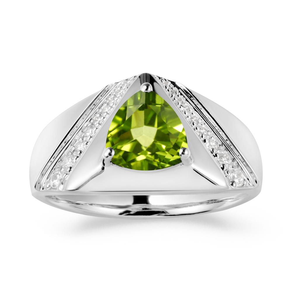 Men鈥橲 Wide Band Trillion Peridot Statement Ring - LUO Jewelry #metal_14k white gold
