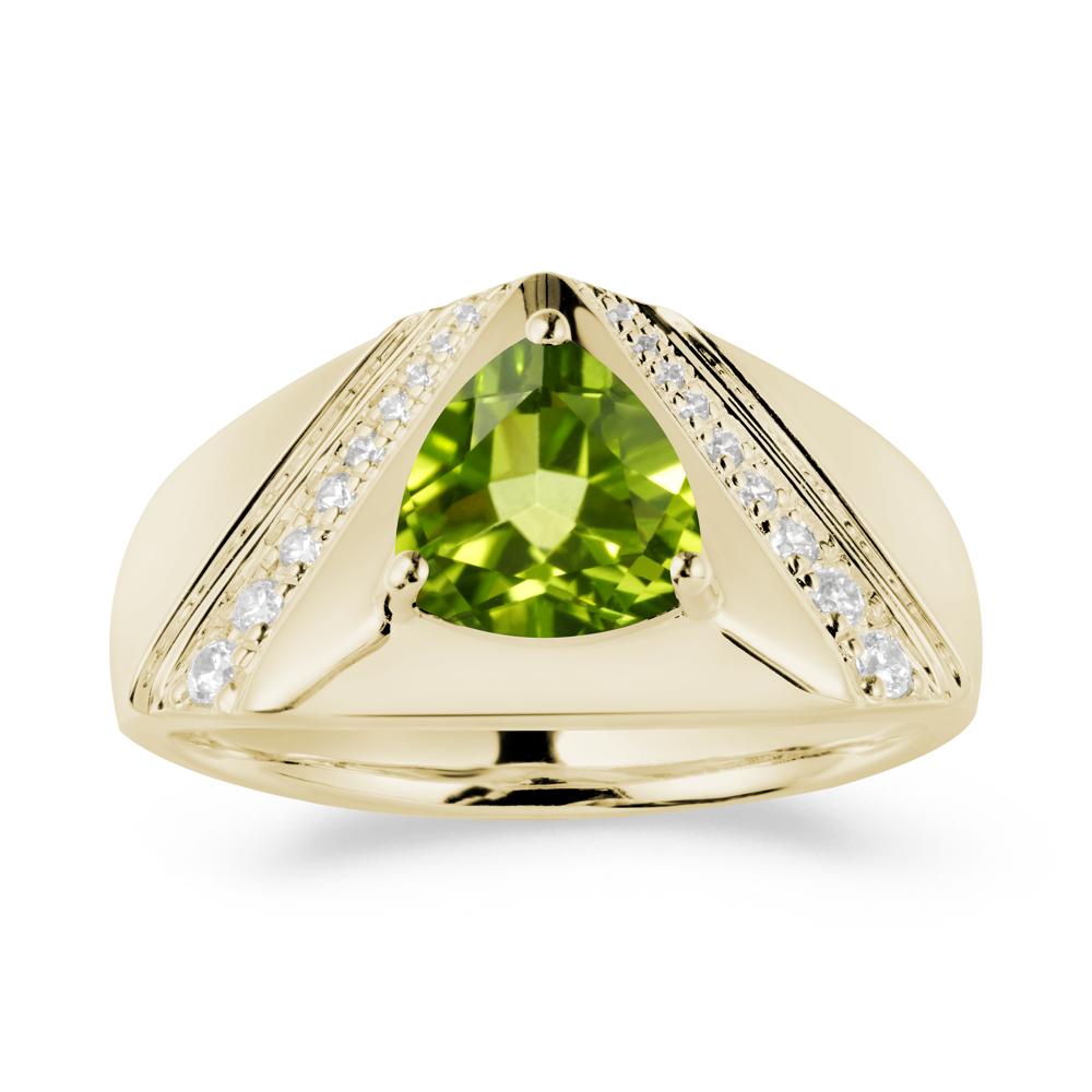 Men鈥橲 Wide Band Trillion Peridot Statement Ring - LUO Jewelry #metal_14k yellow gold