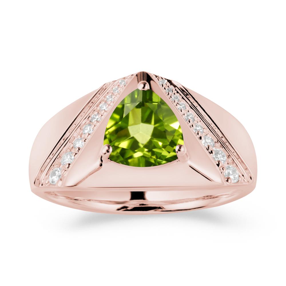 Men鈥橲 Wide Band Trillion Peridot Statement Ring - LUO Jewelry #metal_18k rose gold