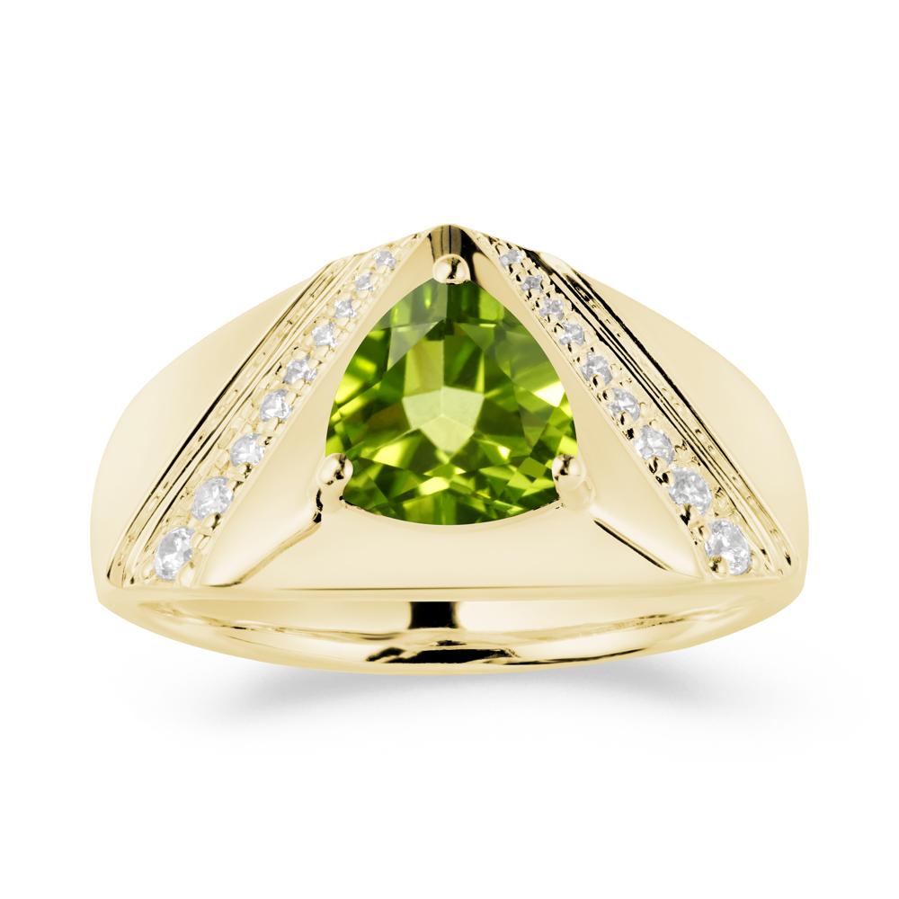 Men鈥橲 Wide Band Trillion Peridot Statement Ring - LUO Jewelry #metal_18k yellow gold
