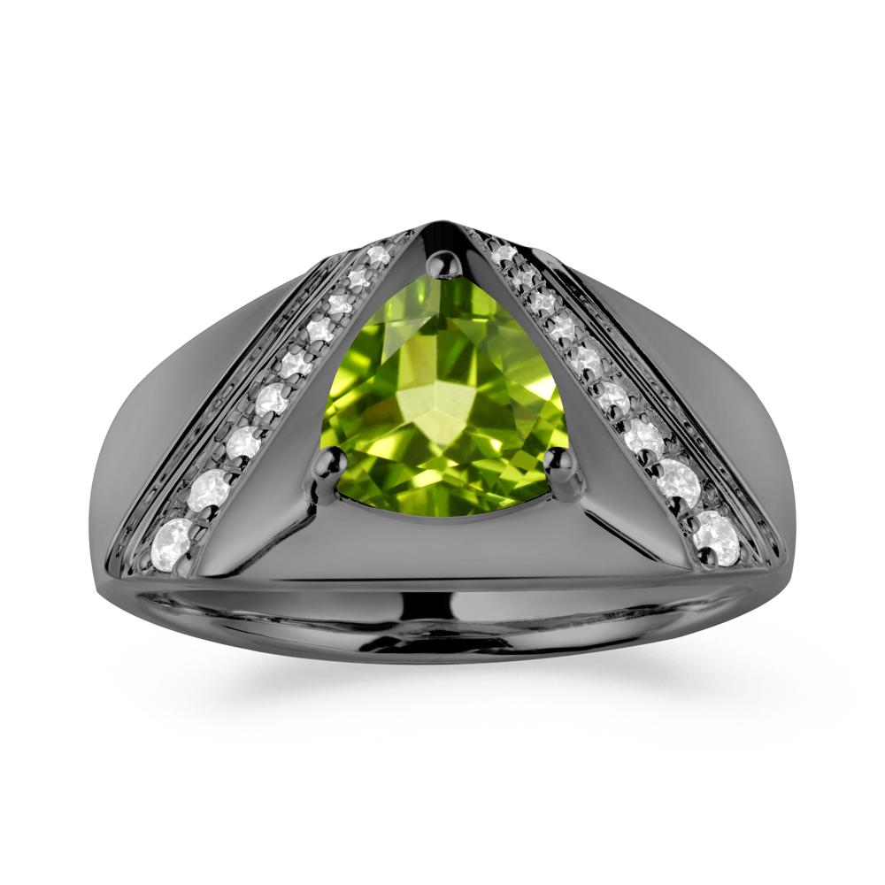 Men鈥橲 Wide Band Trillion Peridot Statement Ring - LUO Jewelry #metal_black finish sterling silver