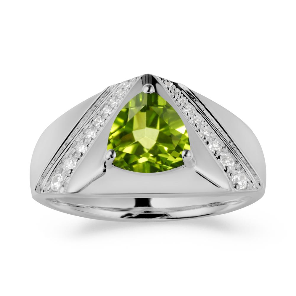 Men鈥橲 Wide Band Trillion Peridot Statement Ring - LUO Jewelry #metal_platinum
