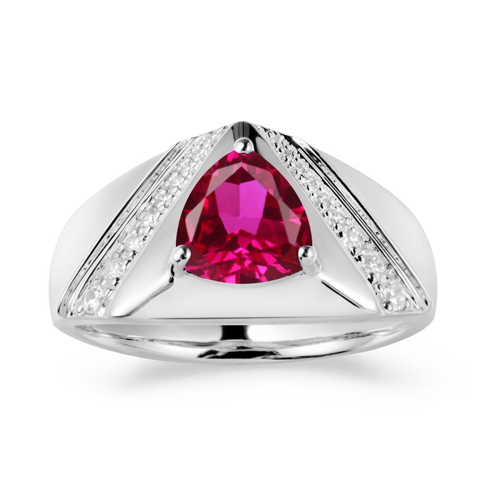 Simple Wide Band Ruby Ring for Men - LUO Jewelry #metal_14k white gold