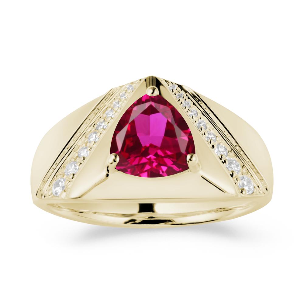 Simple Wide Band Ruby Ring for Men - LUO Jewelry #metal_14k yellow gold