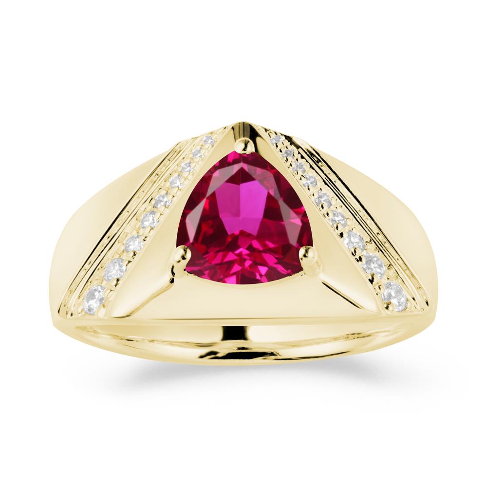 Simple Wide Band Ruby Ring for Men - LUO Jewelry #metal_18k yellow gold