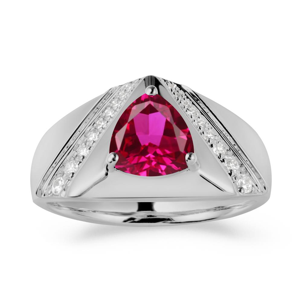Simple Wide Band Ruby Ring for Men - LUO Jewelry #metal_platinum