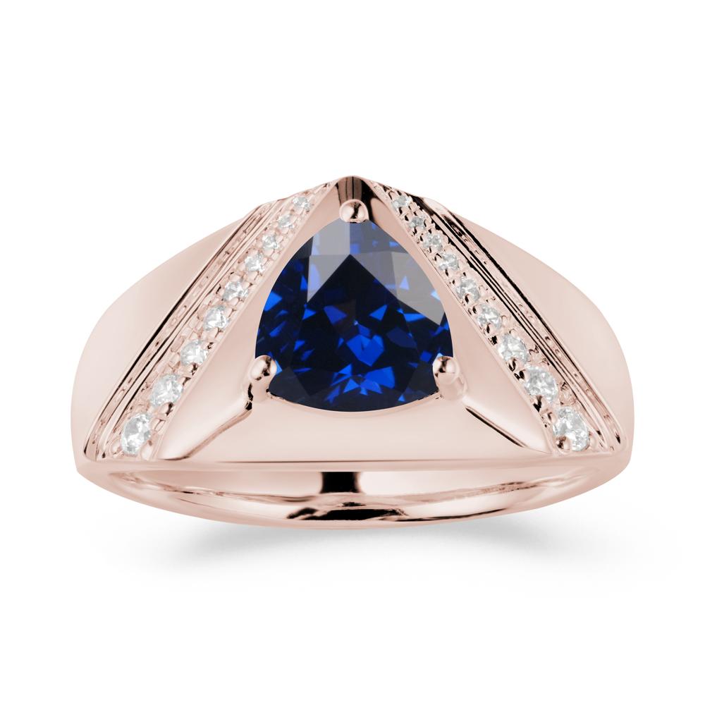 Men鈥橲 Wide Band Trillion Sapphire Statement Ring - LUO Jewelry #metal_14k rose gold