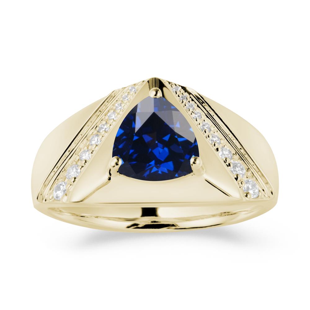 Men鈥橲 Wide Band Trillion Sapphire Statement Ring - LUO Jewelry #metal_14k yellow gold