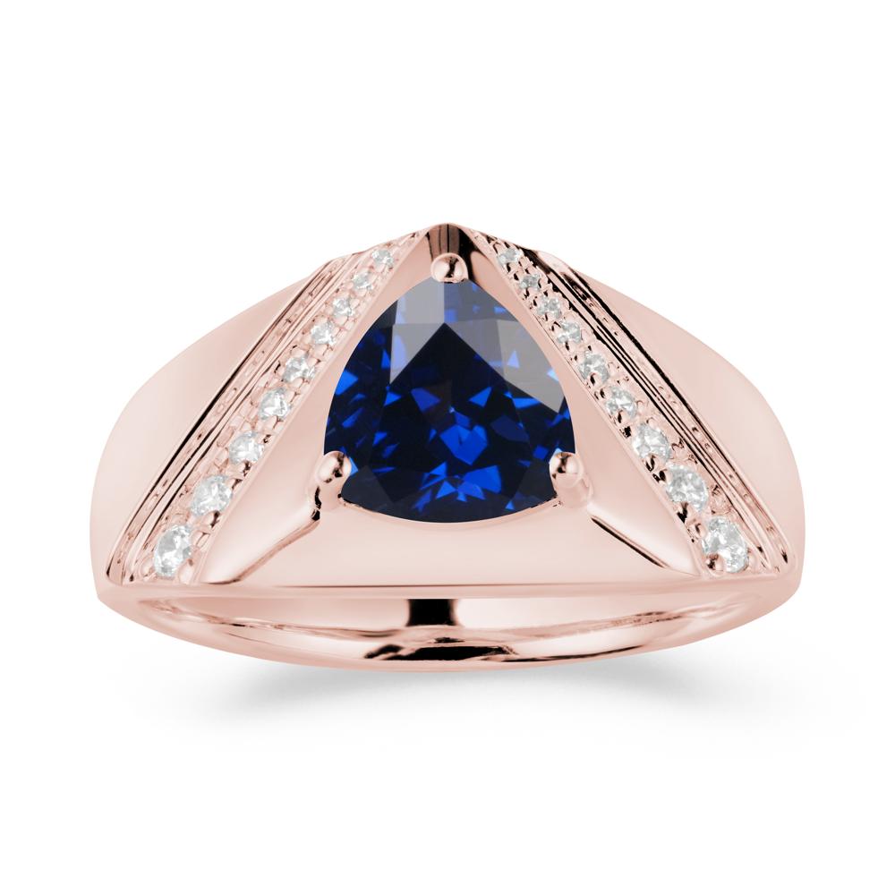 Men鈥橲 Wide Band Trillion Sapphire Statement Ring - LUO Jewelry #metal_18k rose gold