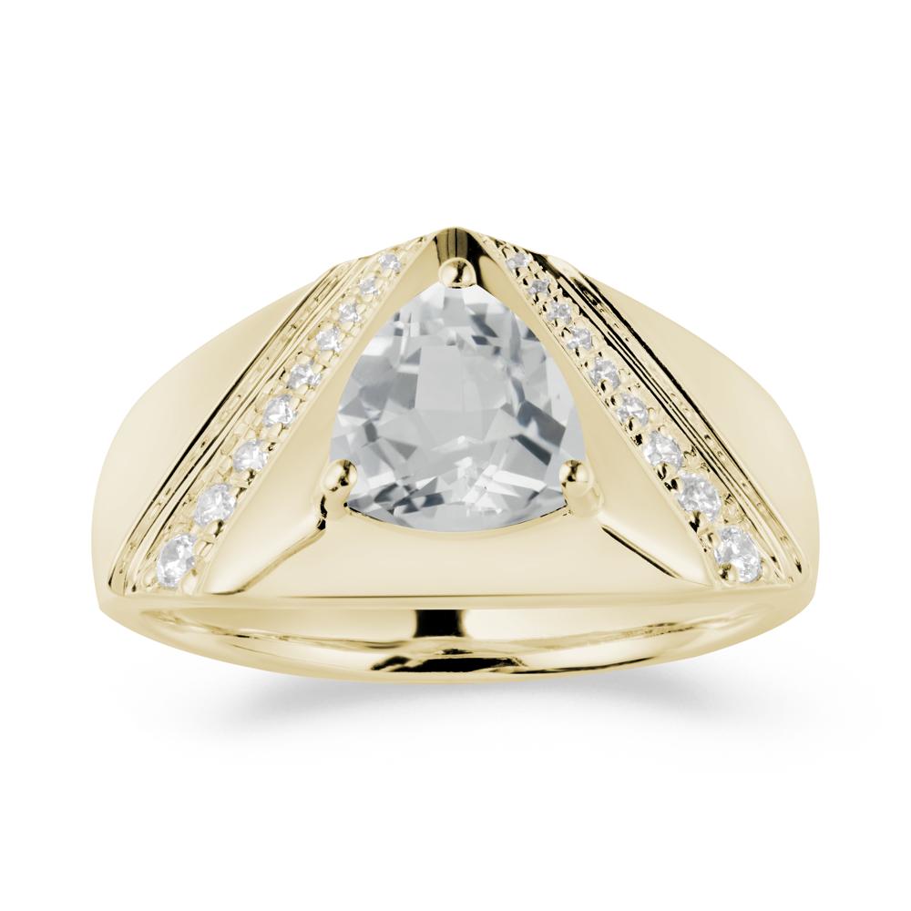 Trillion Cut White Topaz Men Ring - LUO Jewelry #metal_14k yellow gold