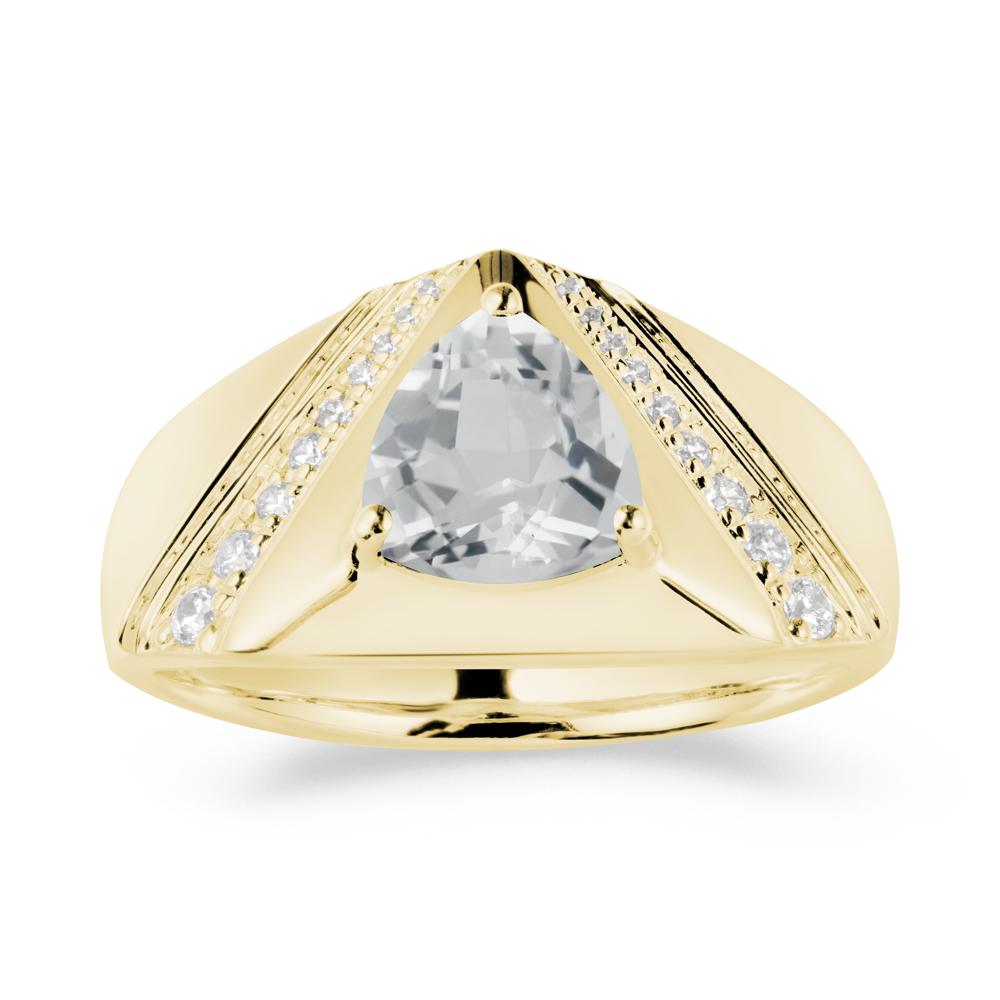 Trillion Cut White Topaz Men Ring - LUO Jewelry #metal_18k yellow gold